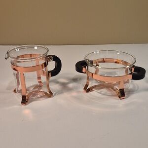 BODUM Chambord Classic Copper Tone Metal and Glass Open Sugar and Creamer Set